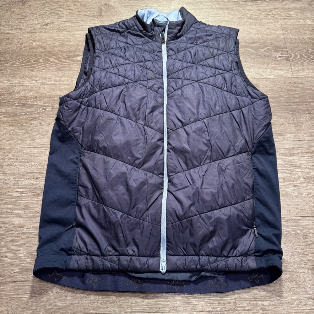 Callaway Vest Men M Blue Nylon Weather Series Golf Quilted Insulated Gear Puffer